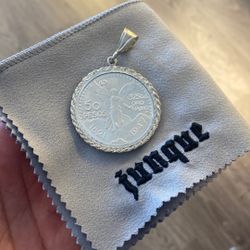 .925 Sterling Silver Centenario Coin With Rope Style Bezel 