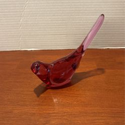 Vintage Fenton Cranberry Glass Bird 6” X 5” Original Label Excellent Condition LR