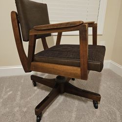Antique MCM Alma Desk Co Chair, Trend Program. Leather, Walnut, Heavy Piece 