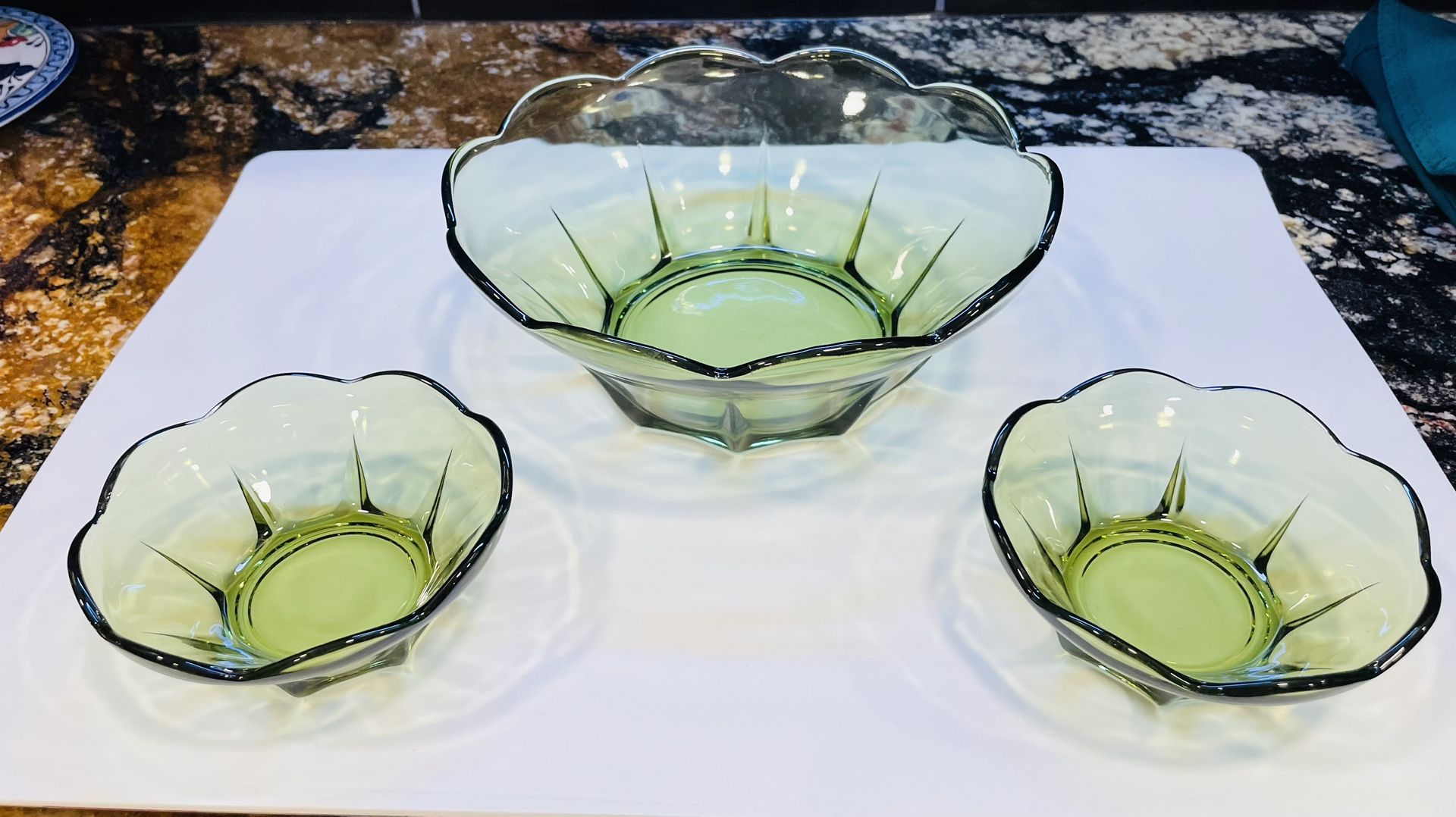 Vintage Anchor Hocking Avocado Green Serving Bowls