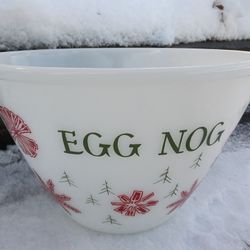 Vintage Mid-Century Fire-King EGG NOG Glass Serving Bowl / Holiday Punch Bowl - Made in the USA!

