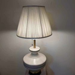 1950s Gerald Thurston Ivory Porcelain Lamp on Wood and Brass Base