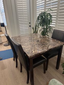 Marble Top Dining Table with 4 Chairs
