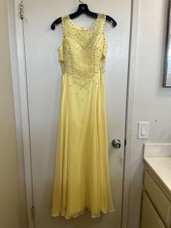 Beautiful Yellow Rhinestone Sequined Pageant Gown