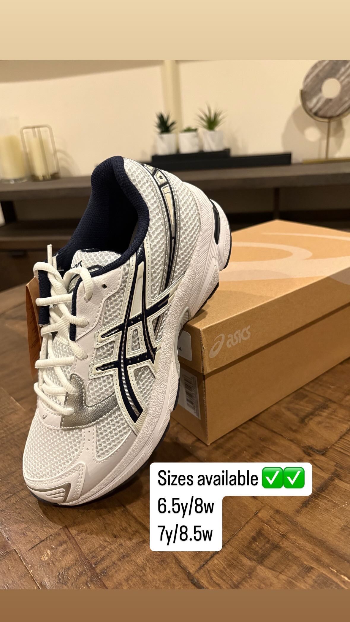ASICS Gel 1130 White Midnight GS Sizes 6.5y & 7y