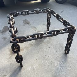 amazing vintage Industrial brutalist metal iron Nautical chain link coffee or side table 