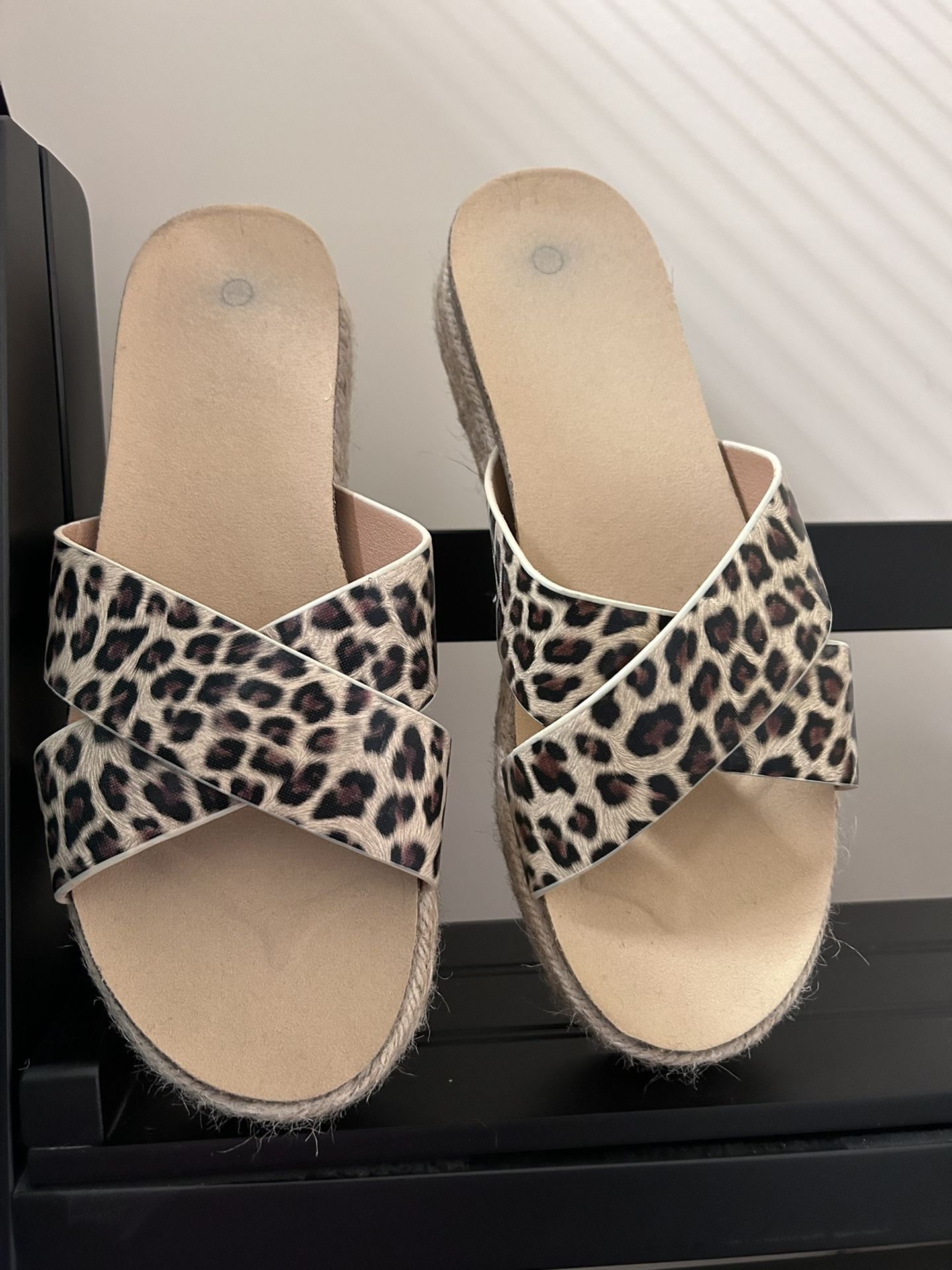 Animal Print Espadrille Sandal Slides