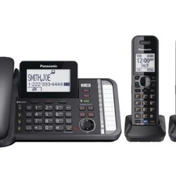 Panasonic 2-Line Corded/Cordless Phone System with 2 Handsets - Answering Machine, Link2Cell, 3-Way Conference, Call Block, Long Range DECT 6.0