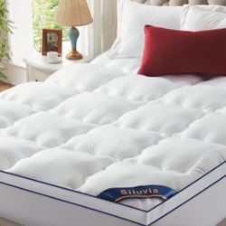 Siluvia Queen Mattress Topper with 400TC 100% Viscose Cover Extra Thick Pillowtop Cooling Mattress