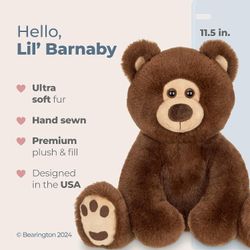 Bearington Collection Lil' Barnaby Chocolate Brown Plush Stuffed

