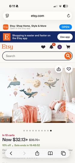 Ocean wall decal pink pattern