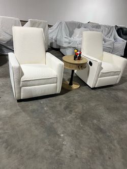 2PCS Recliner Swivel Glider Nursery Chair Reclining Performance Fabric Rocker with Wood Base,Boucle,Ivory $350/2 chairs  Brand new inbox  Warehouse Ad