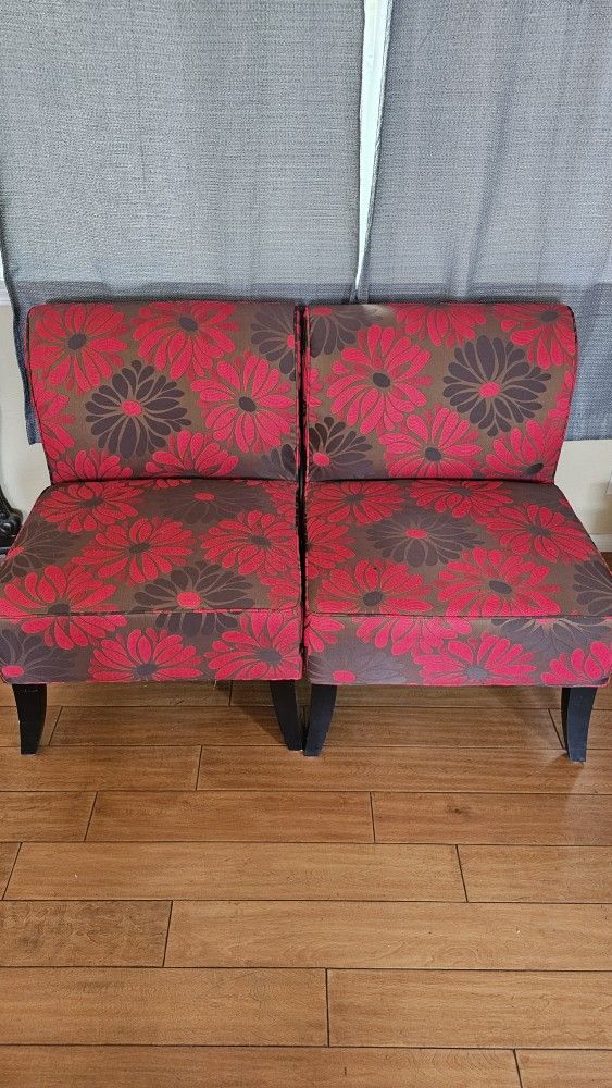 2 Red Floral chairs
