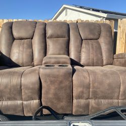 Couch With Recliners USB  Ports And Storage