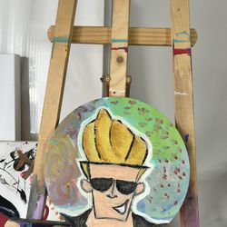 Johnny Bravo Wooden Circle Painting 