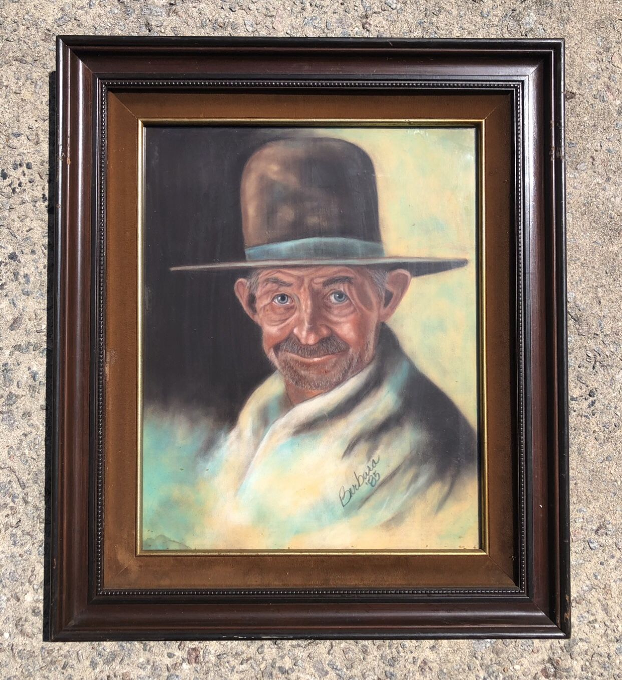 Original Vintage Midwestern Style Pieces of Art By Barbara McCown 23x27”Glass/Would/Velvet Framed