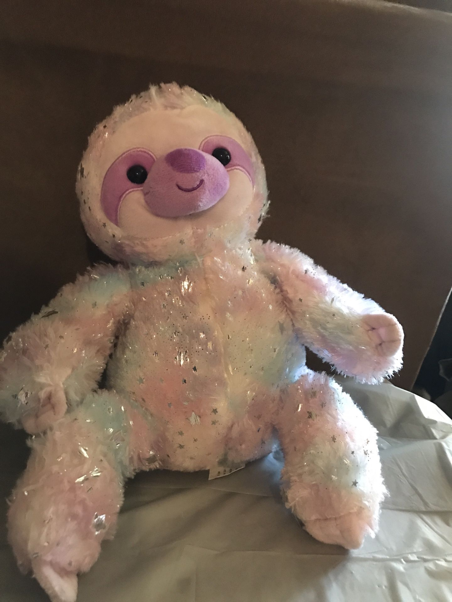 KellyToy Sloth Plush Stuffed Animal Sparkle Stars Rainbow Lovey Cute & Cuddly