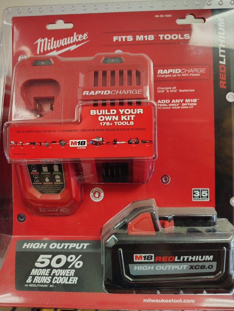 Milwaukee 8.0ah High Out Put Battery And Fast Charger
