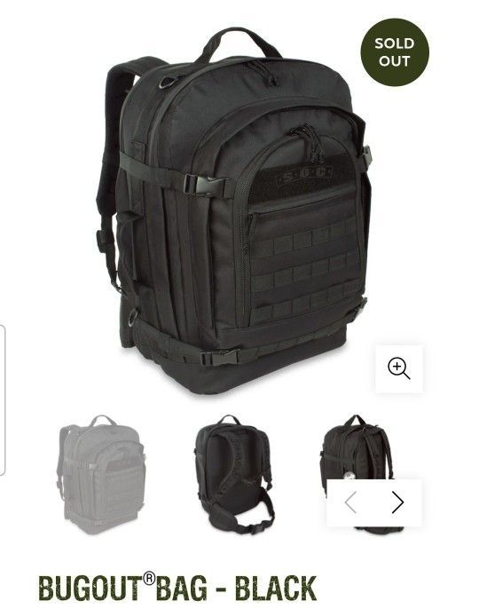 Sandpiper of California Black Military Mens Hiking Bugout Bag NEW. retails for $152.50