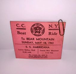 Rare Vintage Boat Ride Ticket From Sunday, May 18, 1941