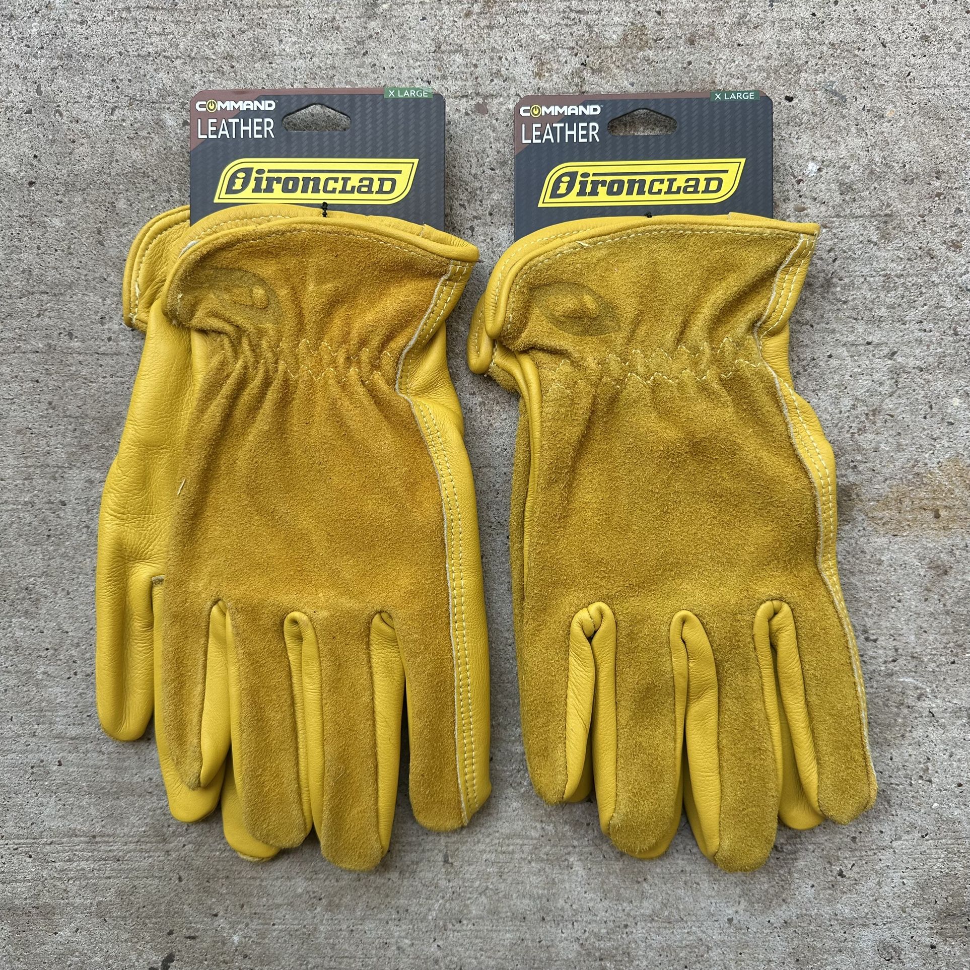 2 Pairs Ironclad Command Genuine Leather  XL Gloves Work Ranch Landscape Cowhide