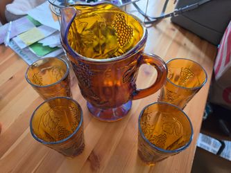 Vintage Indiana Glass Pitcher & Glass Set