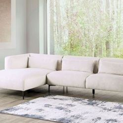 Brand New Linen White Modern Style Sectional Sofa 
