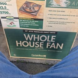  ( NEW IN BOX)  ATTIC AIRE.   From Certainteed  WHOLE HOUSE FAN AND SHUTTER 30"  Attic Installed Direct Drive
