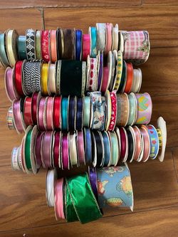 Large Lot of Assorted Craft Ribbon Spools