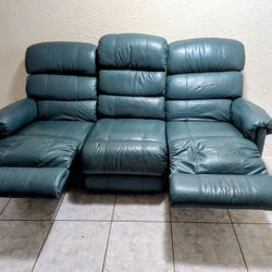 Leather (Or Flaux Leather) Reclining Sofa – 6 ft Wide – Both Recliners Work!
