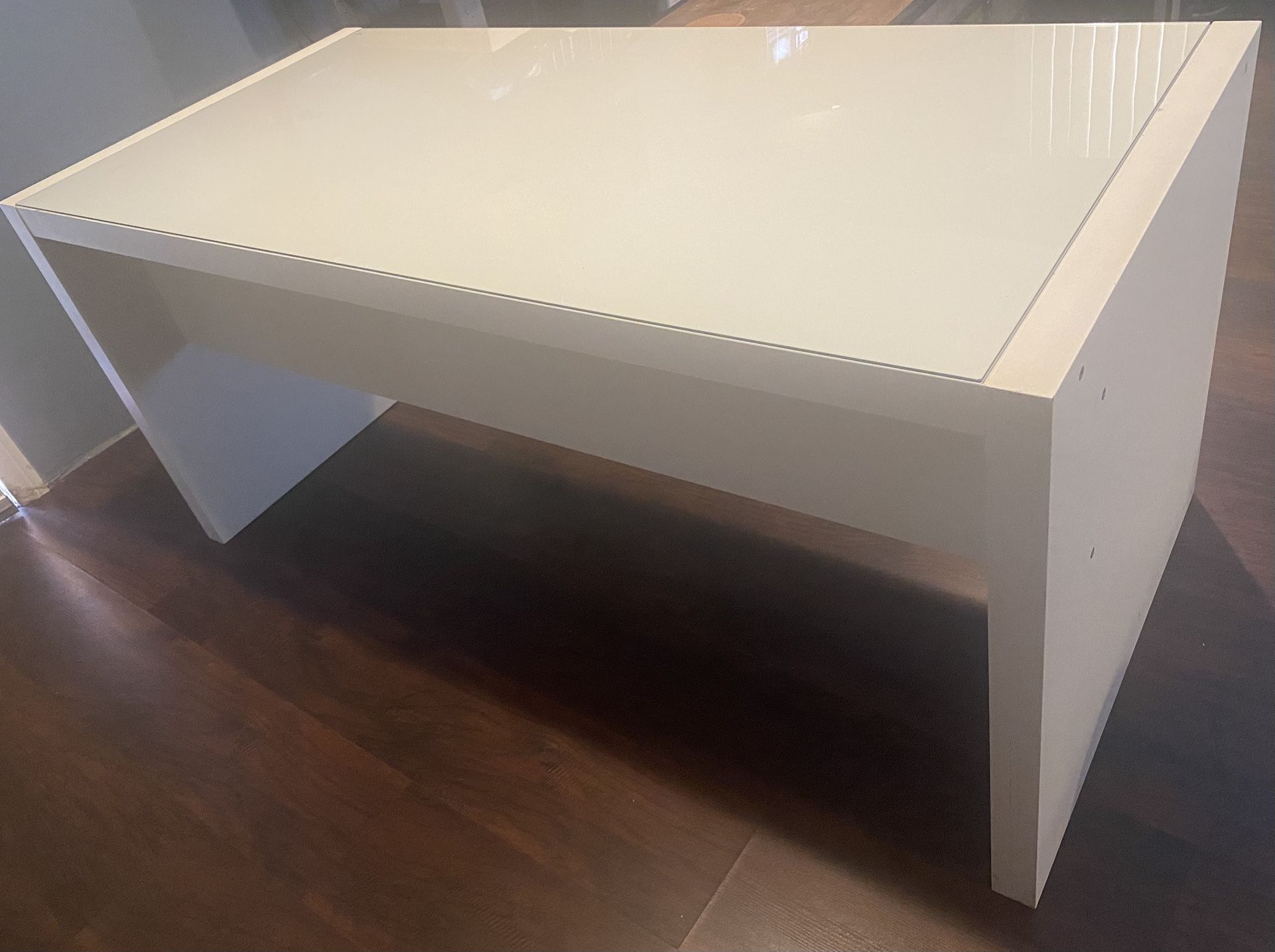 Desk Glass Top White Office Desk 