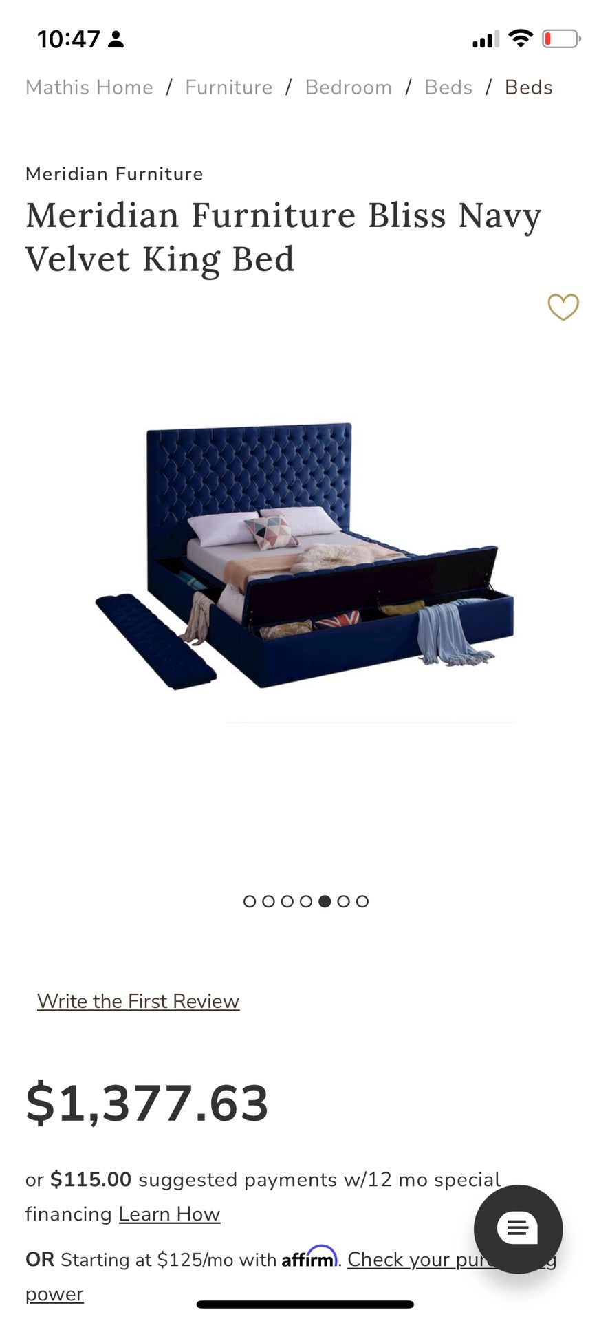 California King Size Navy Velvet King Bed