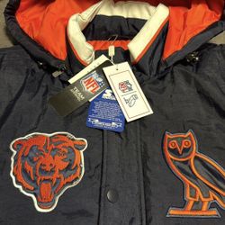 Men's Chicago Bears OVO x Starter Navy Sideline Full-Snap Puffer Jacket