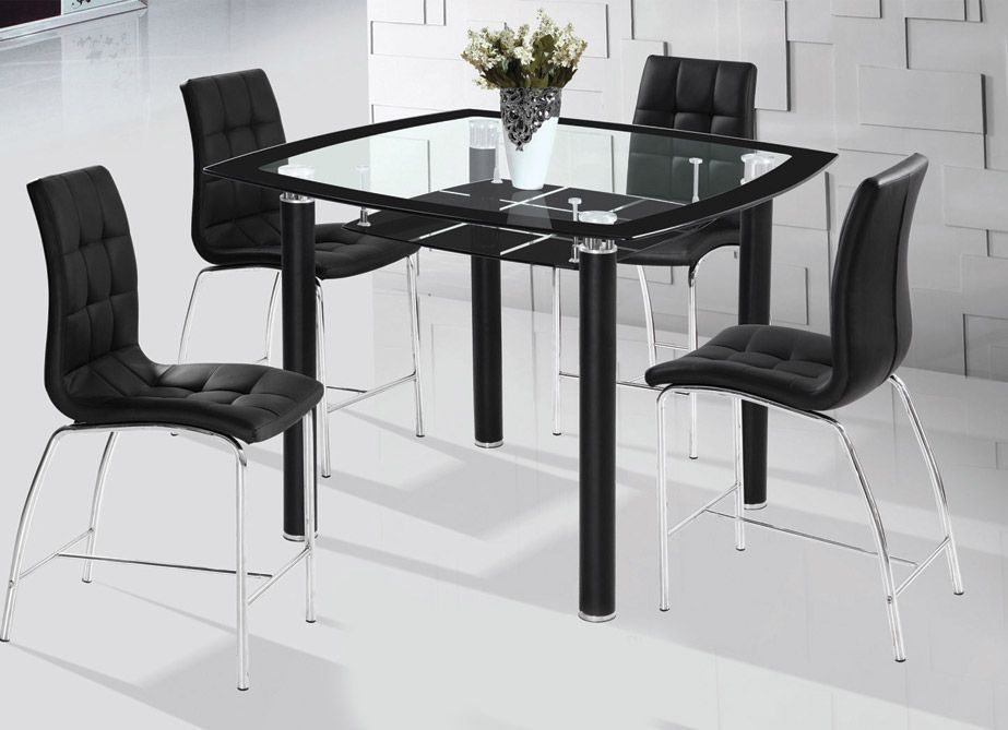 5PC Glass Dining Set (Table + 4 Chairs) – Modern & Comfortable