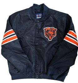 Chicago Bears NFL ULTRA GAME Satin Bomber Jacket - Men’s Large