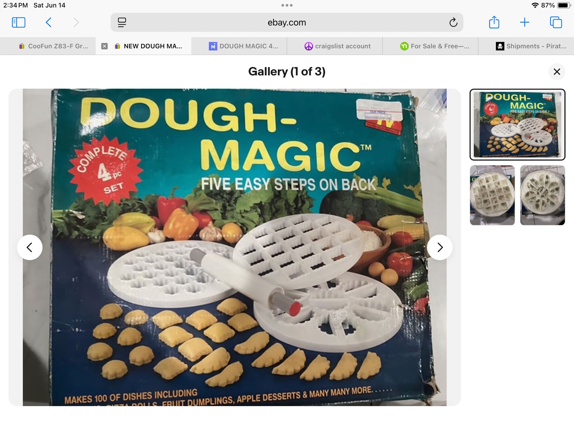 DOUGH MAGIC 4 PIECE RAVIOLI PEROGIE DUMPLING HAND PIES MAKER KIT MOLDS PRESS