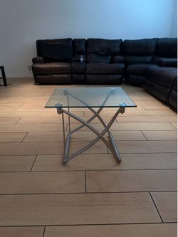 Modern Glass Coffee Table with Metal Frame