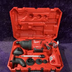 🧰🛠Milwaukee M12 Drain Cleaning Airsnake Air Gun Kit w/(1)NEW 2.0Ah Battery/Charger & Toilet Attachments GREAT/NEW COND!-$300!🧰🛠