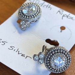 Judith Ripka French clips C.z easy Clip earrings