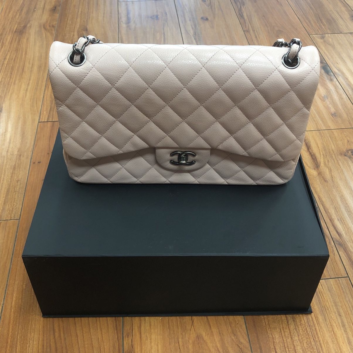 Chanel Classic Small Double Flap Beige Quilted Caviar with gold