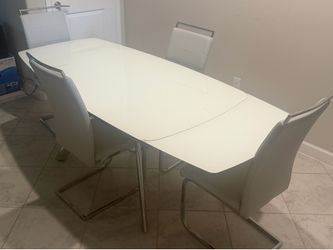 Modern Extendable White Glass Table - Table Only