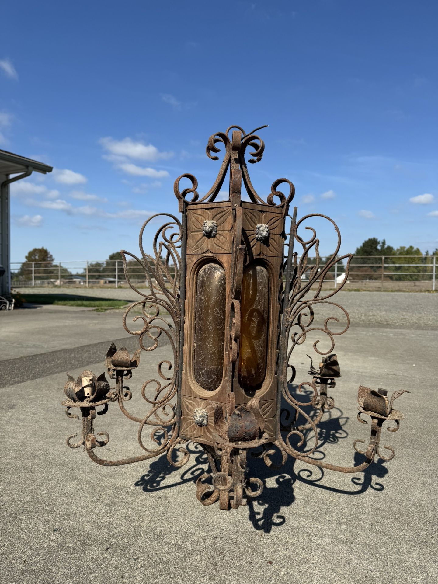 MCM Spanish Gothic Revival Iron Light