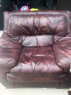 Full leather chair with ottoman