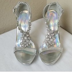 Starburst Silver Rhinestone High Heels