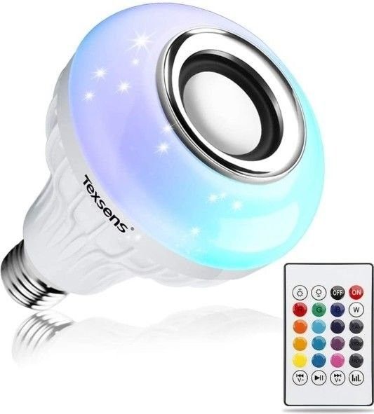 LED Light Bulb Bluetooth Speaker, 6W E26 RGB Changing Lamp Wireless Stereo Audio with 24 Keys