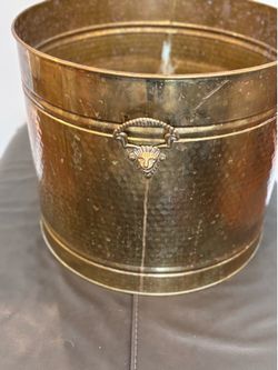 Very Large Vintage Brass Planter Pots 16” wide 14” tall