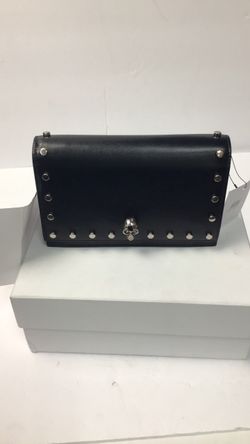 Alexander McQueen small black skull bag with silver hardware