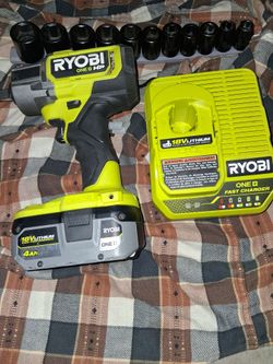 18v ryobi impact gun with batter and charger