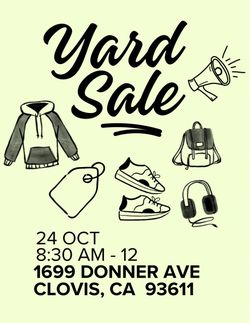 Yard sale! This Saturday!