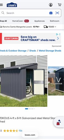 VEIKOUS 4-ft x 8-ft Galvanized steel Metal Storage Shed